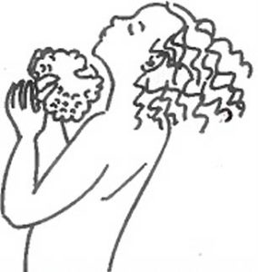 Illustration of a young girl bathing