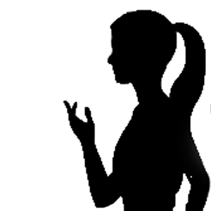 Silhouette of a woman speaking