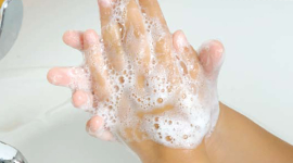 Lathering up hands with soap